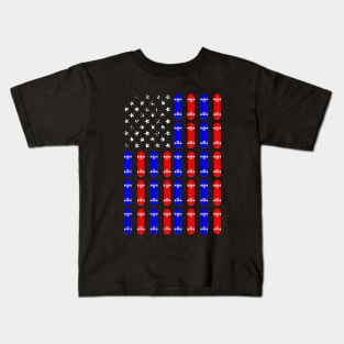 Skateboard Skateboarding Skater American Flag Patriotic Kids T-Shirt